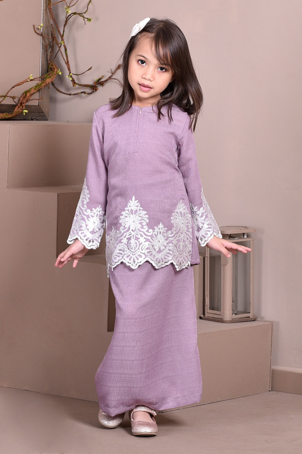 Baju Kurung Lace Royal Missa Kids - Lilac Purple