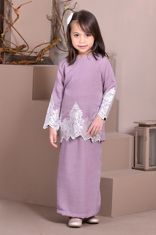 Baju Kurung Lace Royal Missa Kids - Lilac Purple