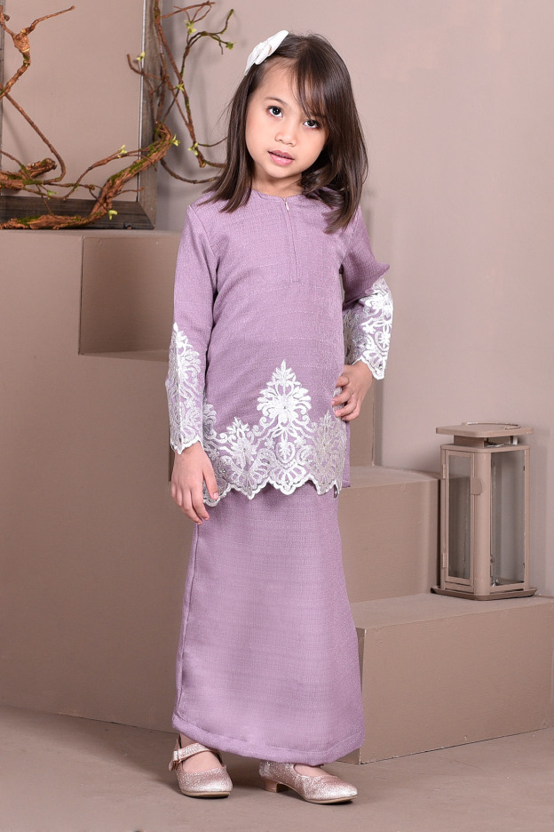 Baju Kurung Lace Royal Missa Kids - Lilac Purple