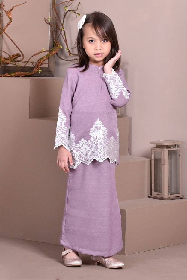 Baju Kurung Lace Royal Missa Kids - Lilac Purple
