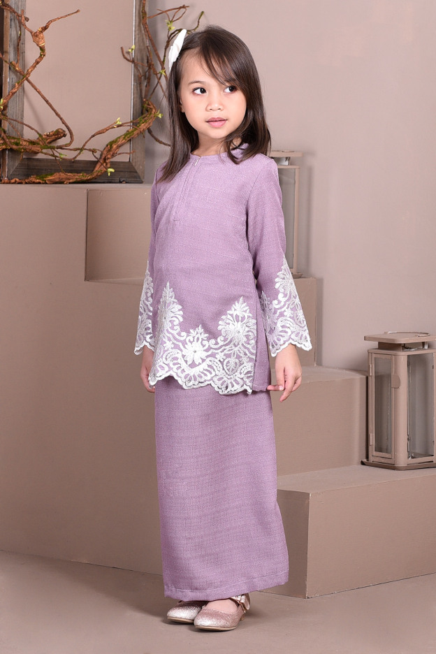 Baju Kurung Lace Royal Missa Kids - Lilac Purple