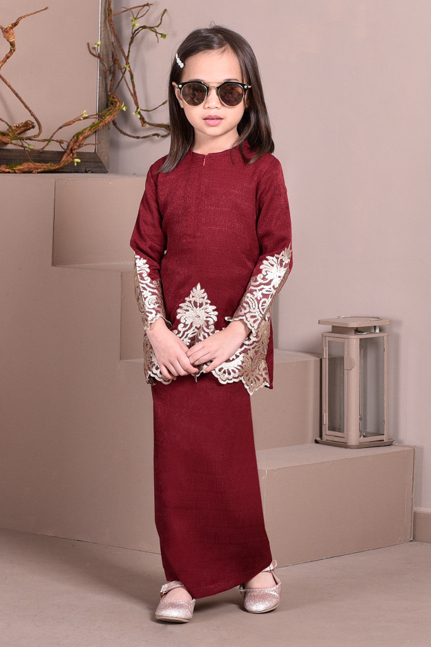 Baju Kurung Lace Royal Missa Kids - Scarlet Red