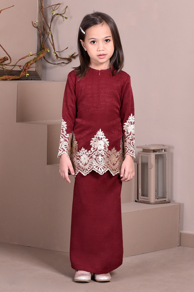 Baju Kurung Lace Royal Missa Kids - Scarlet Red