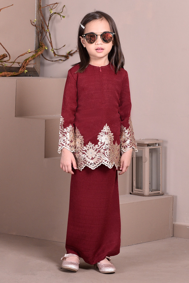 Baju Kurung Lace Royal Missa Kids - Scarlet Red