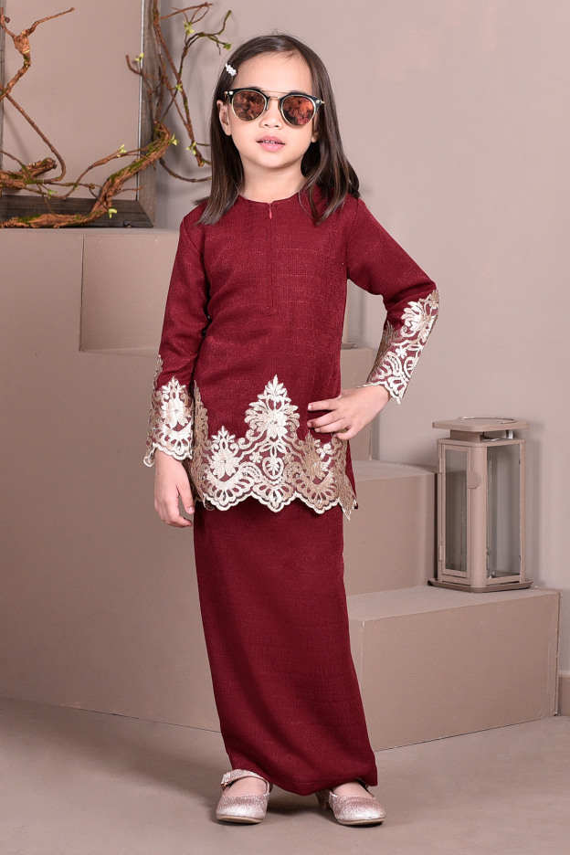 Baju Kurung Lace Royal Missa Kids - Scarlet Red