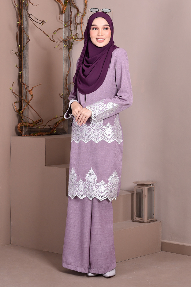 Baju Kurung Lace Royal Missa - Lilac Purple