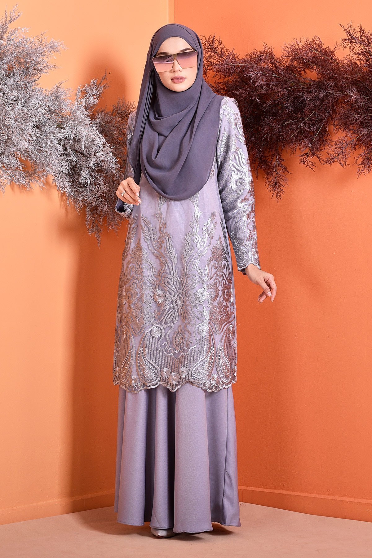 Baju Kurung Lace Serena - Silver Lining