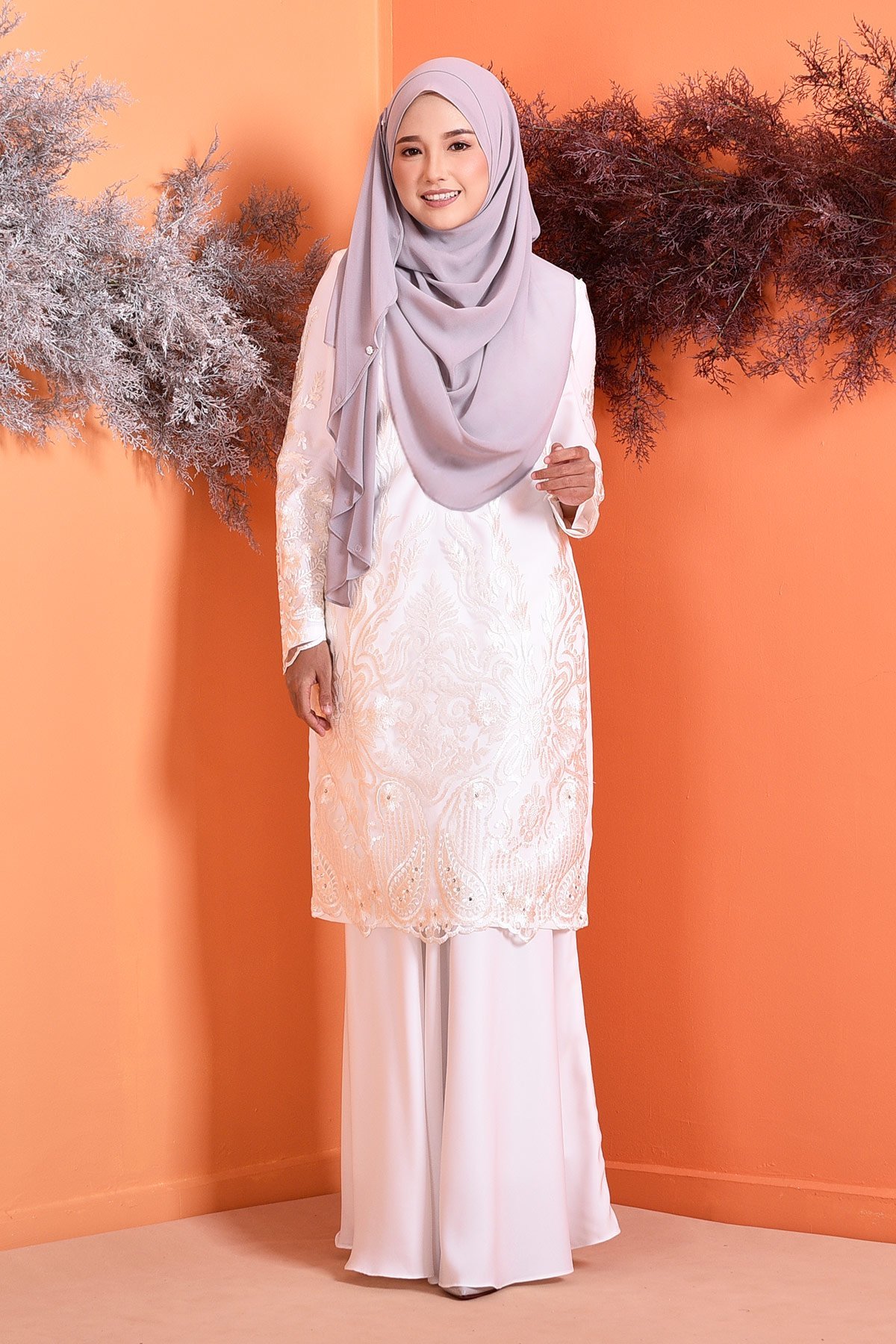 Baju Kurung Lace Serena - Cloud White