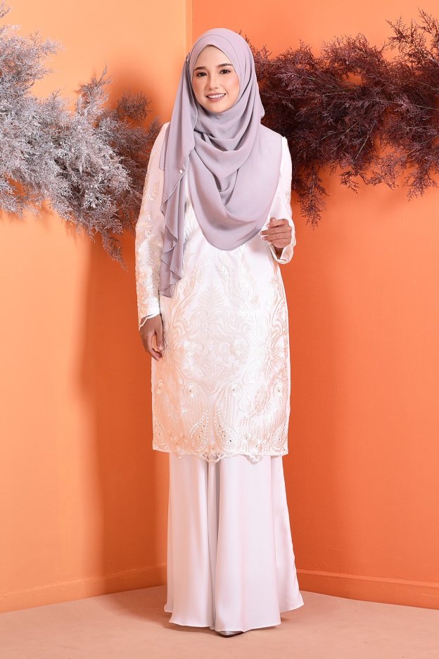 Baju Kurung Lace Serena - Cloud White