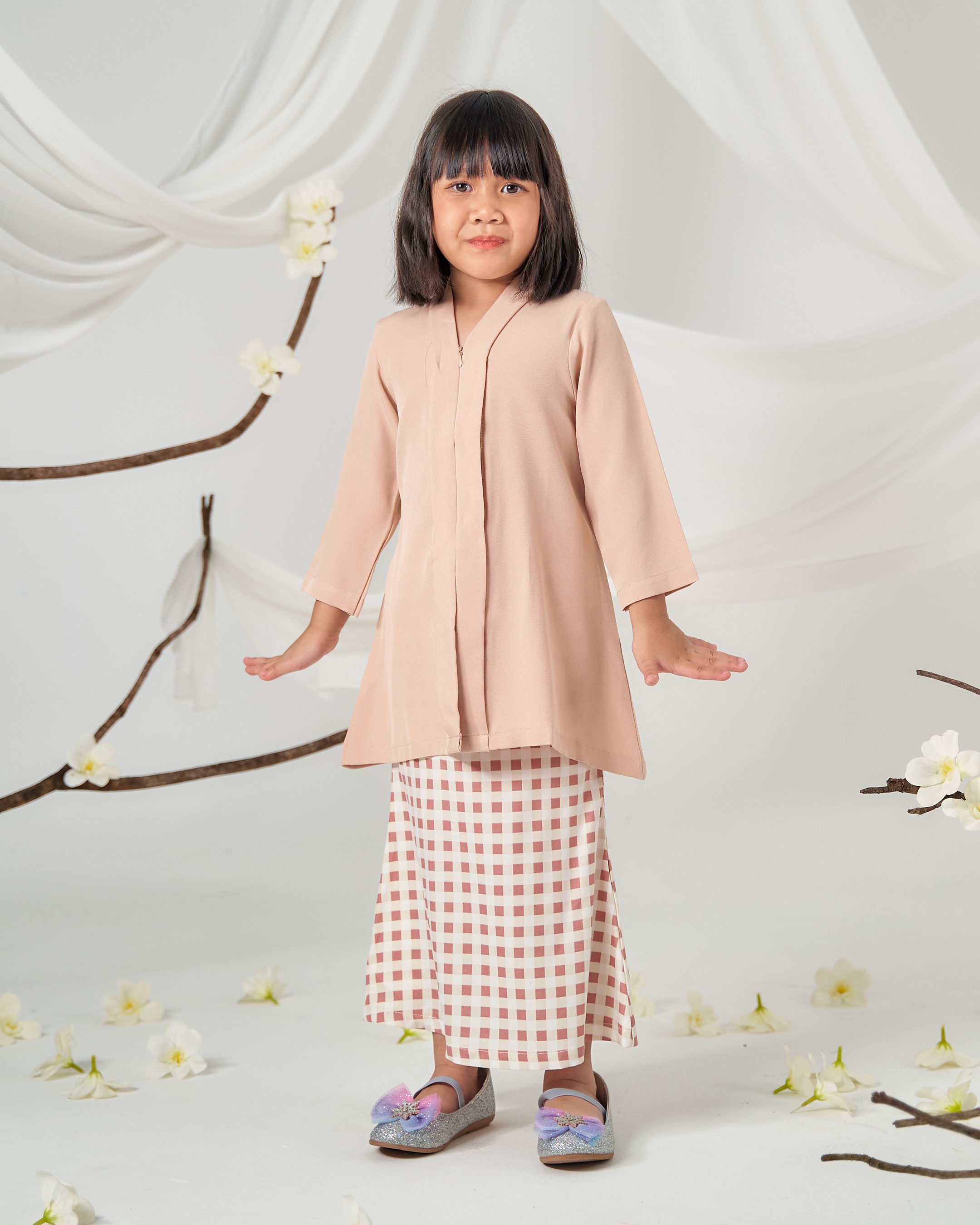 Baju Kebarung Printed Lani Kids - Tan Beige