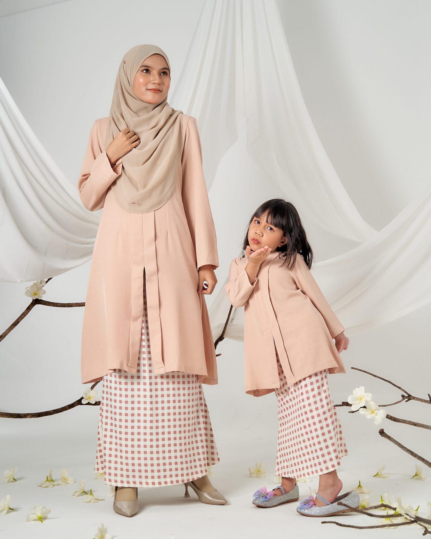 Baju Kebarung Printed Lani - Tan Beige