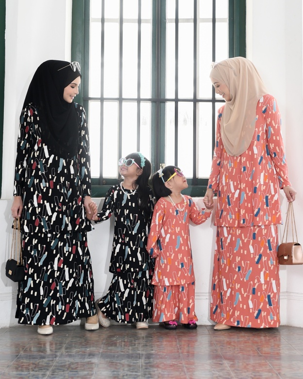 Kurung Lara Kids - Azalia Coral