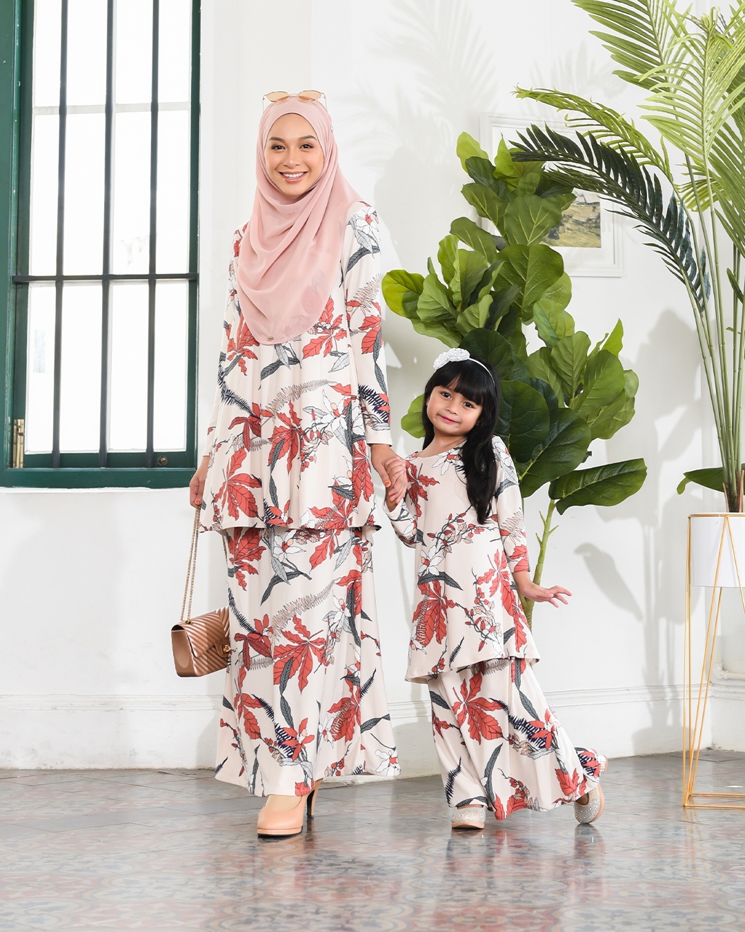 Kurung Lara – Cream Coral