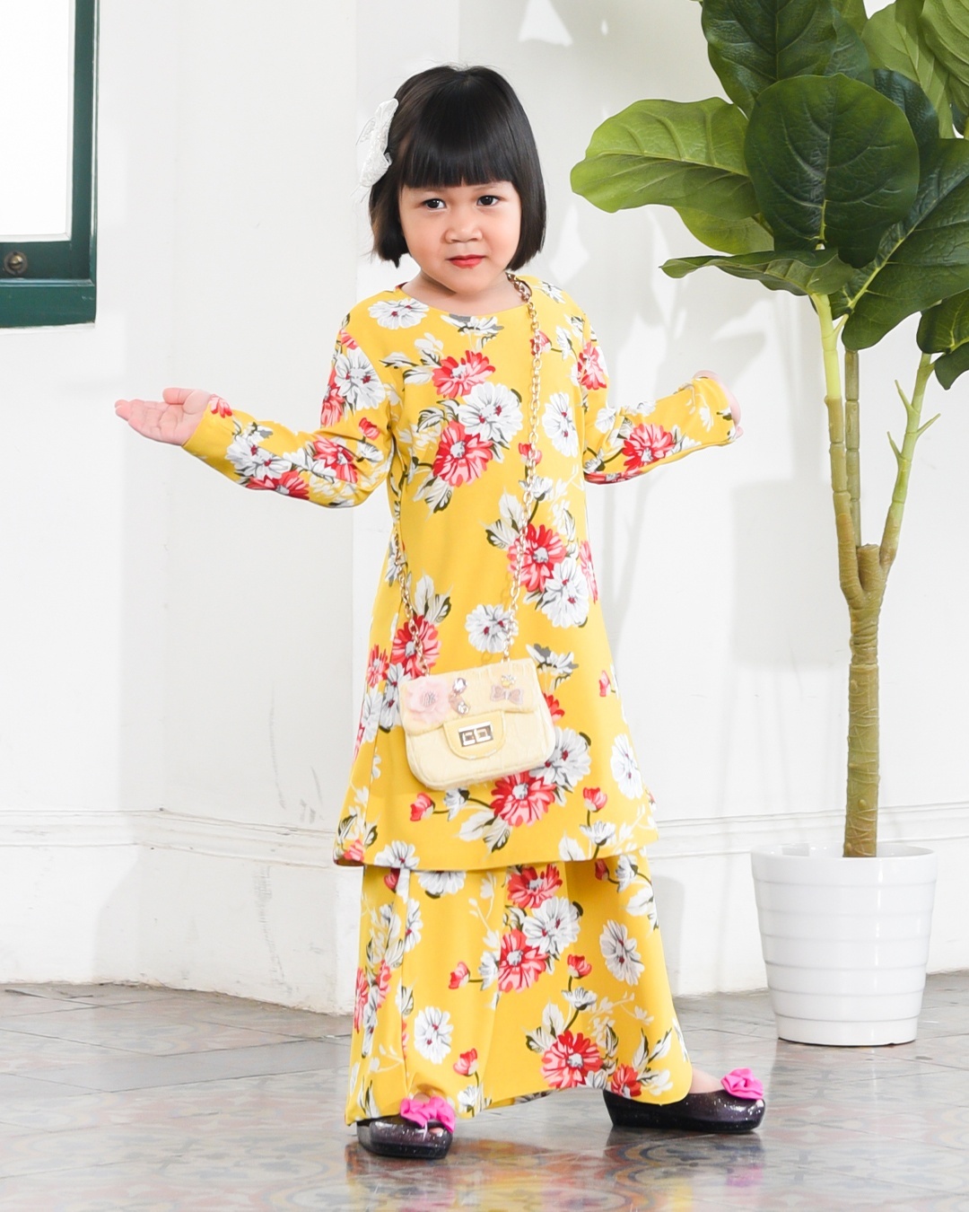 Kurung Lara Kids – Aster Yellow
