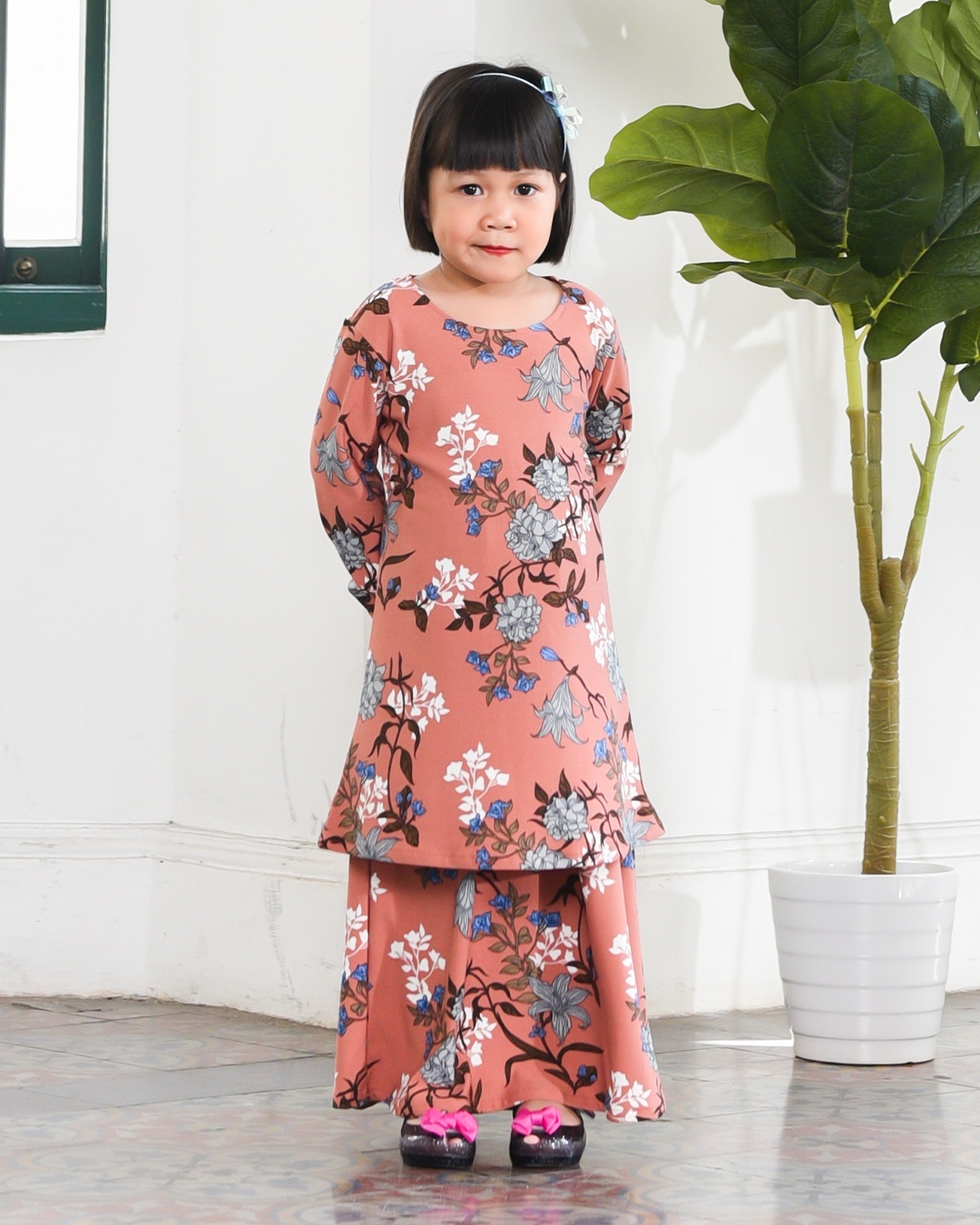 Kurung Lara Kids - Azalia Coral
