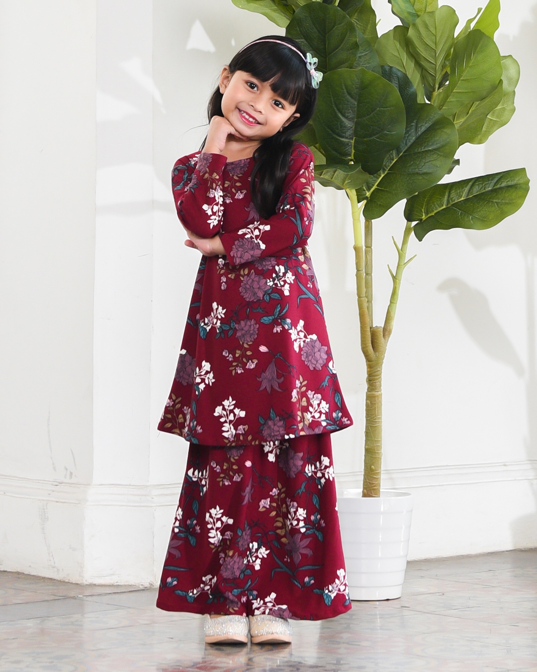 Kurung Lara Kids – Azalia Maroon