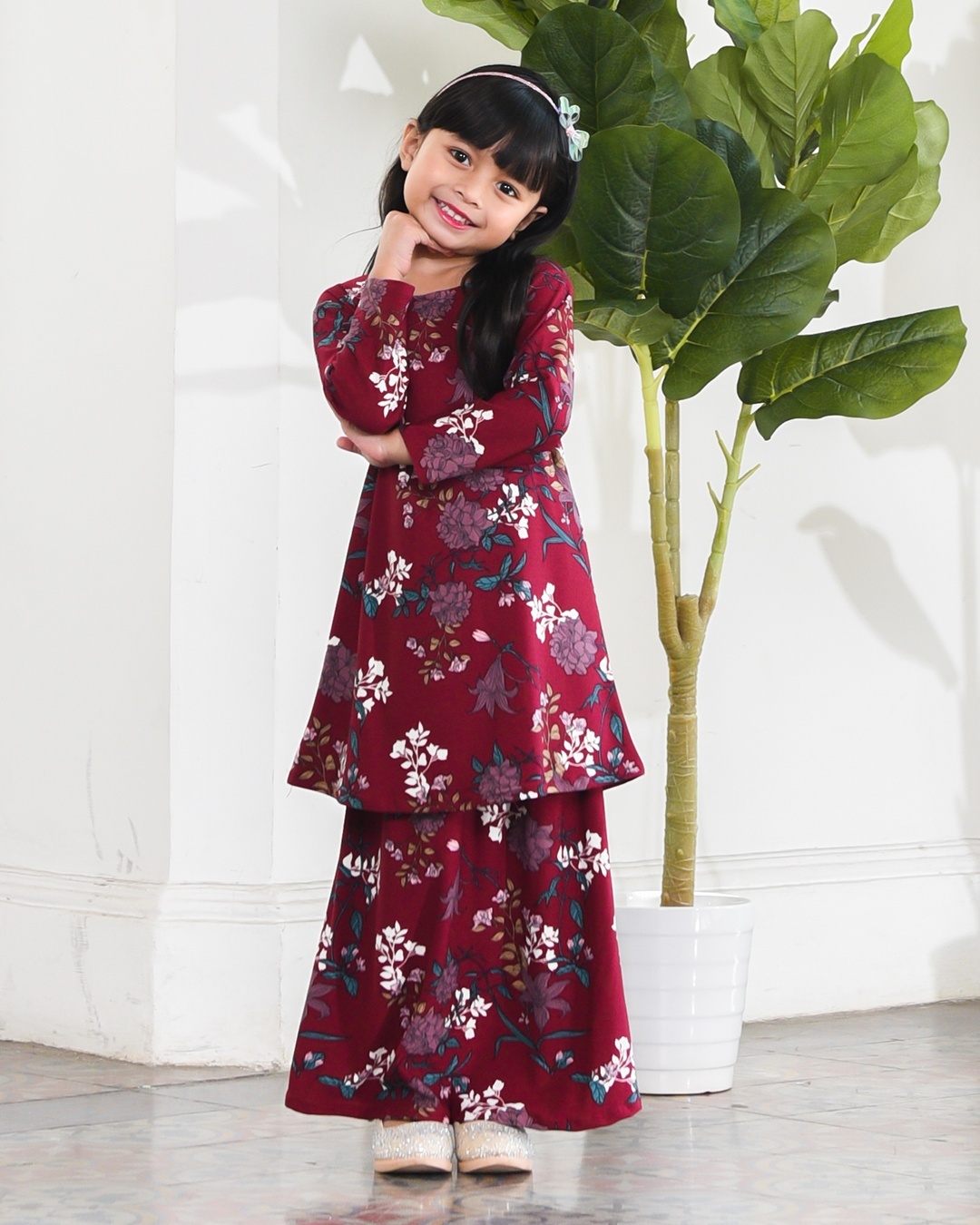 Kurung Lara Kids – Azalia Maroon