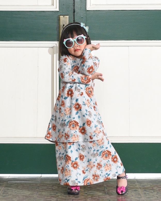 Kurung Lara Kids – Peony Blue