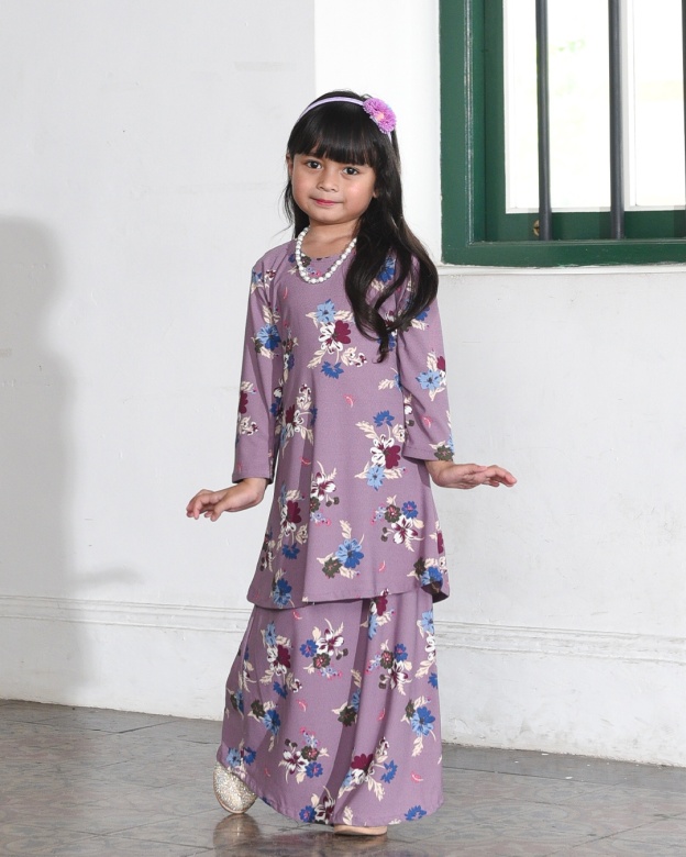 Kurung Lara Kids – Primerose Purple