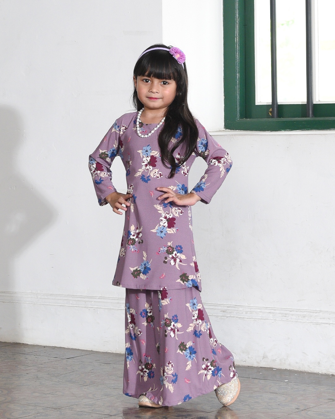 Kurung Lara Kids – Primerose Purple
