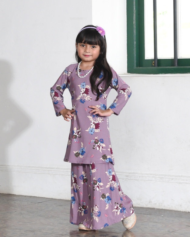 Kurung Lara Kids – Primerose Purple