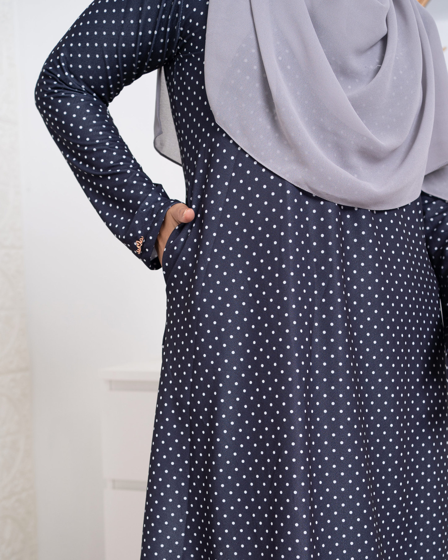Baju Kurung Lara 2.0 - Polka Black