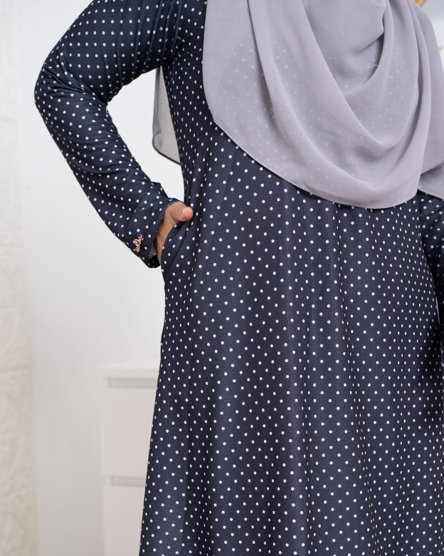 Baju Kurung Lara 2.0 - Polka Black