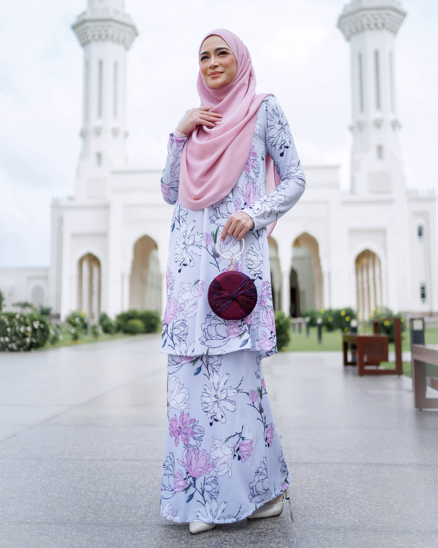 Baju Kurung Lara 2.0 - Snow Pink