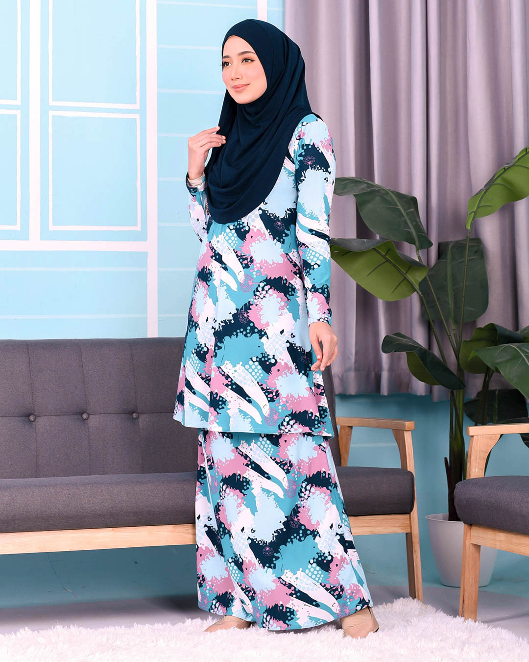 Kurung Lara - Splash Blueblack