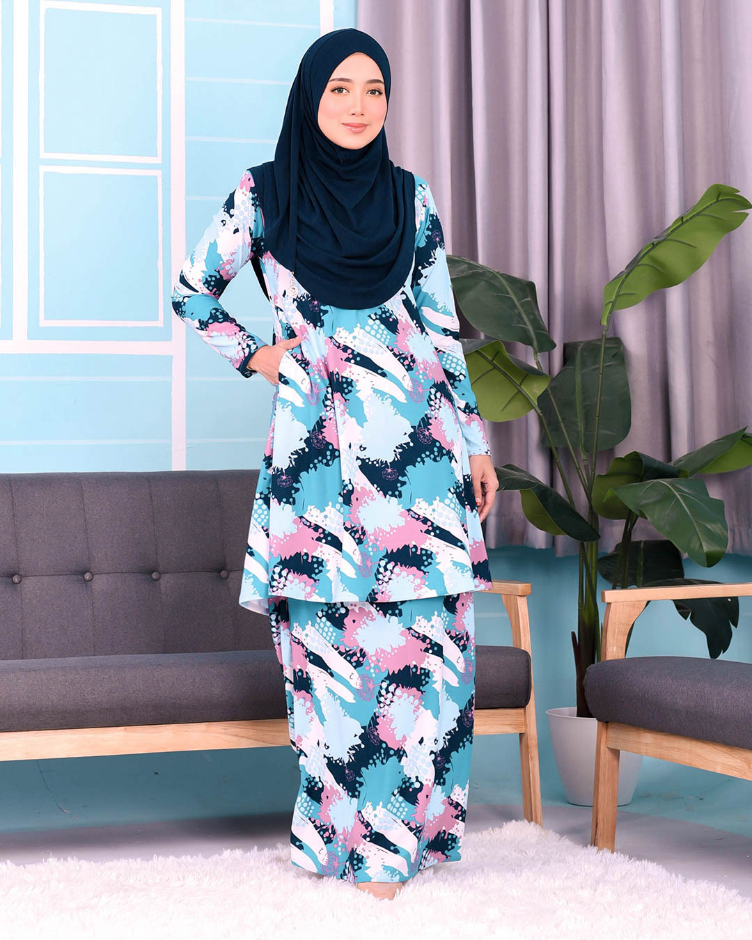 Kurung Lara - Splash Blueblack