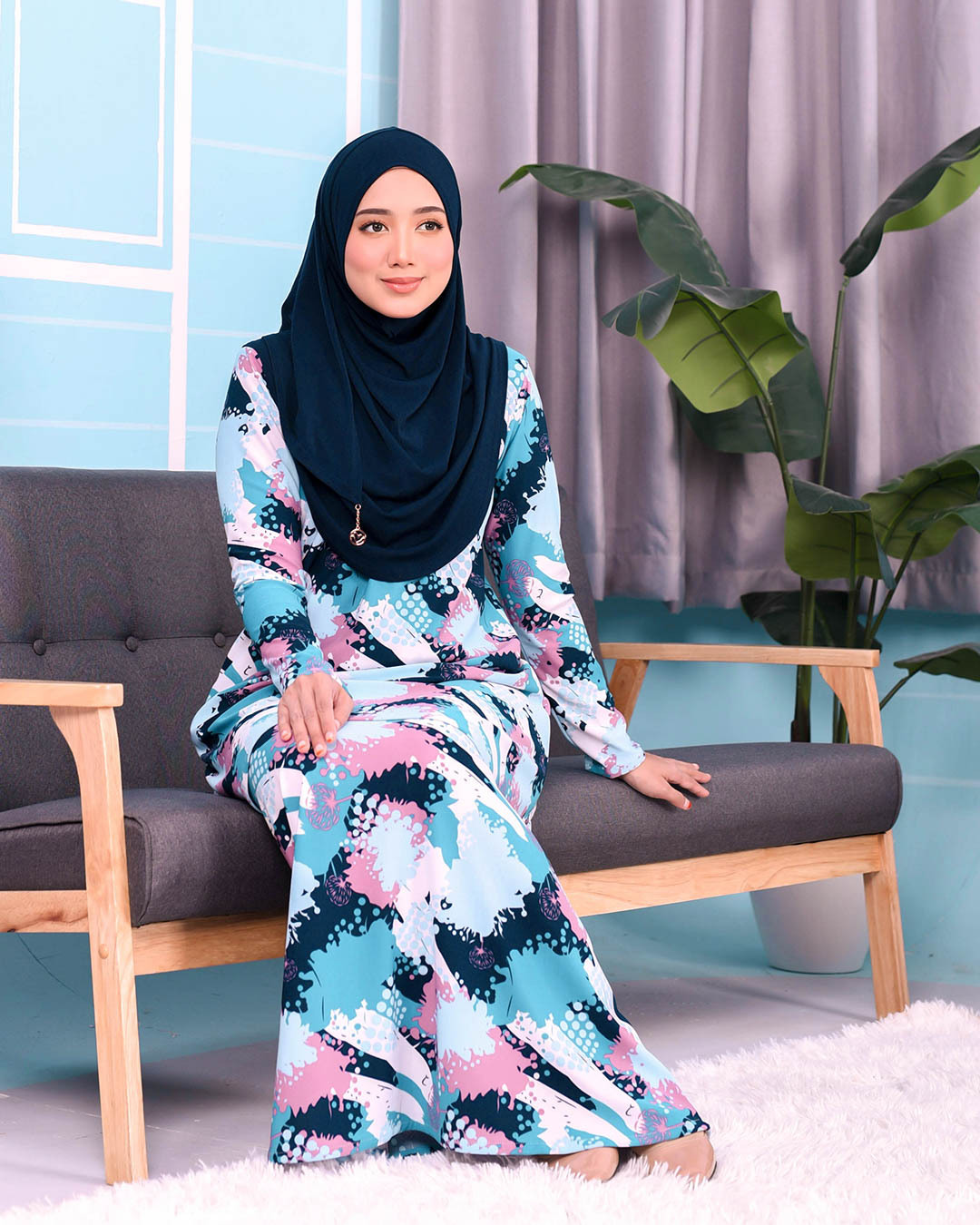 Kurung Lara - Splash Blueblack