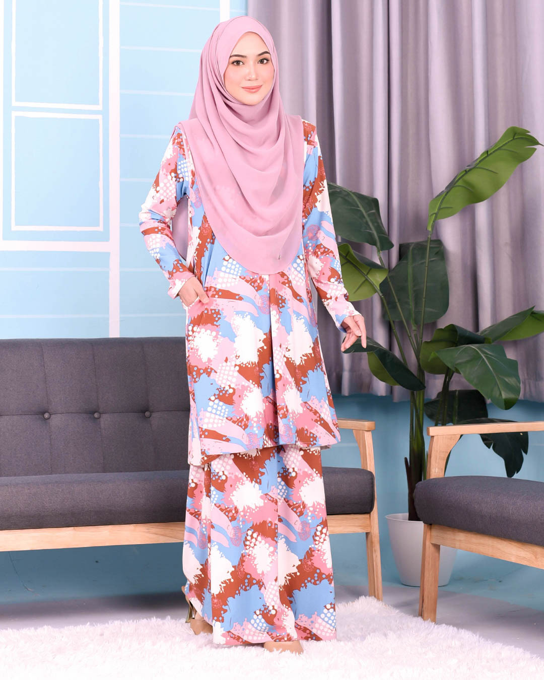 Kurung Lara - Splash Pink