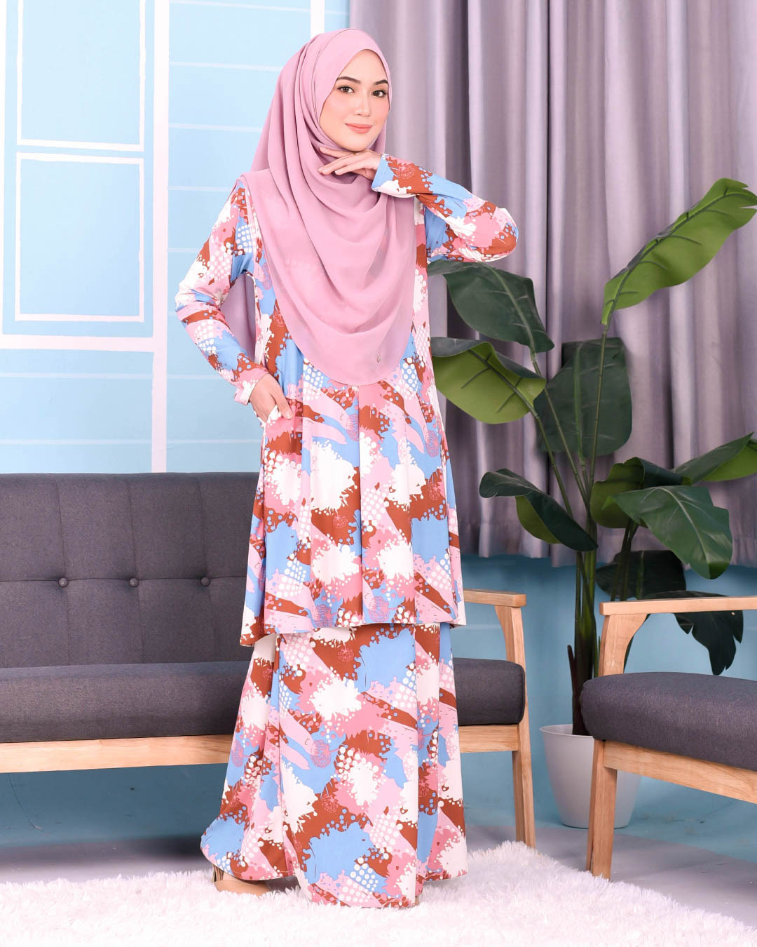 Kurung Lara - Splash Pink