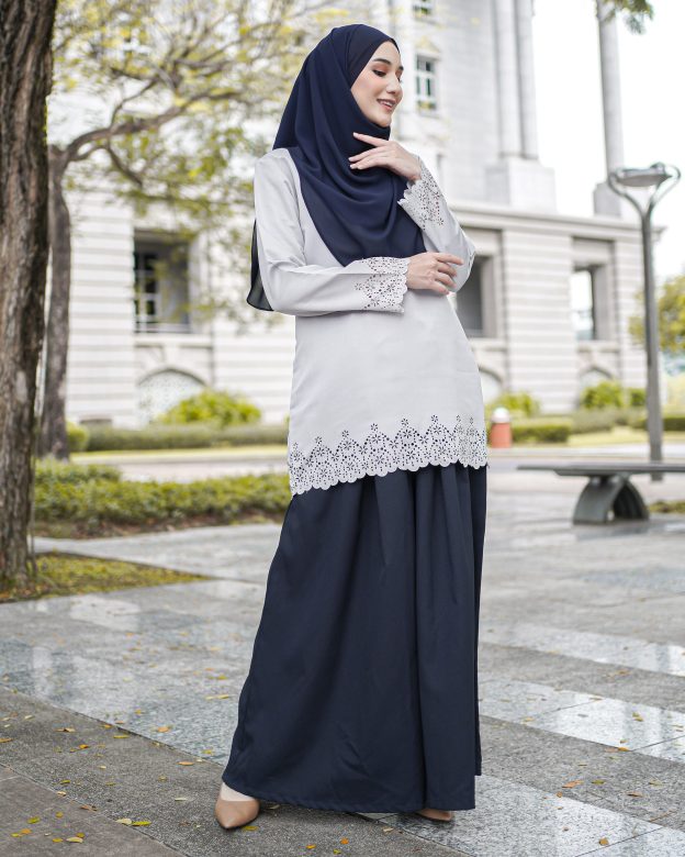 Blouse Lasercut Allena - Light  Grey