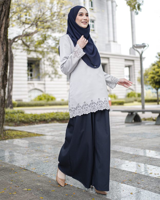 Blouse Lasercut Allena - Light  Grey