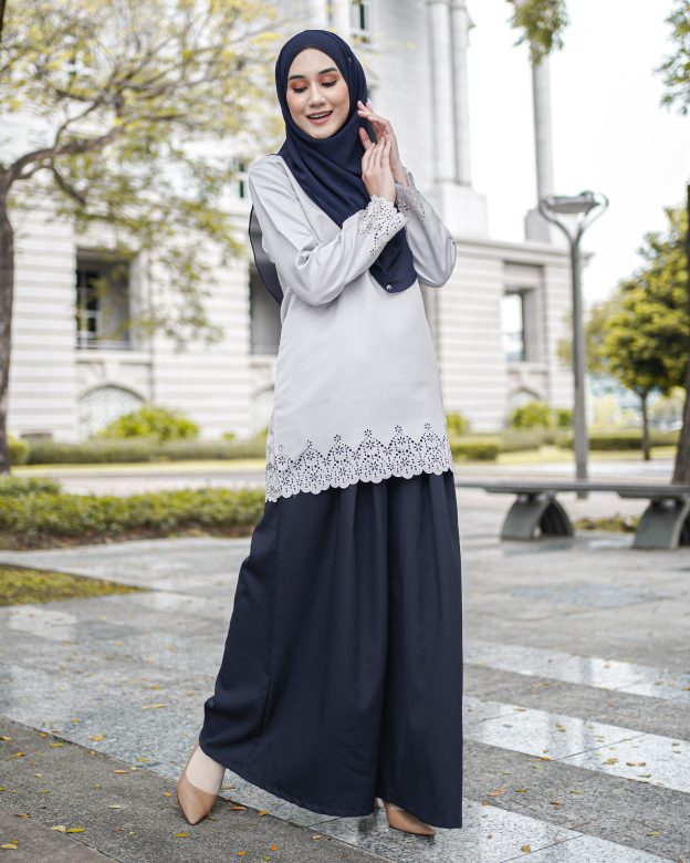 Blouse Lasercut Allena - Light  Grey