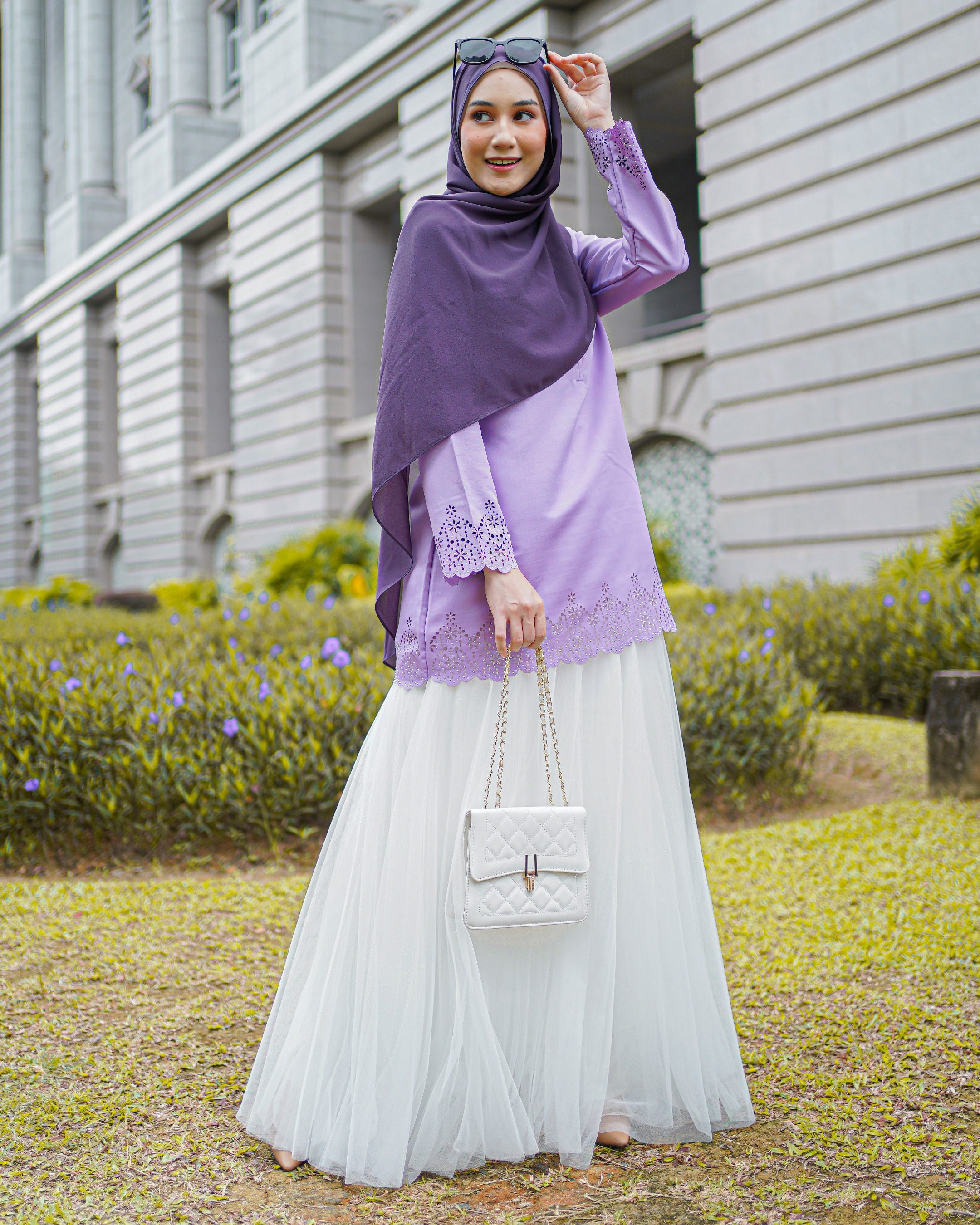 Blouse Lasercut Allena - Lilac