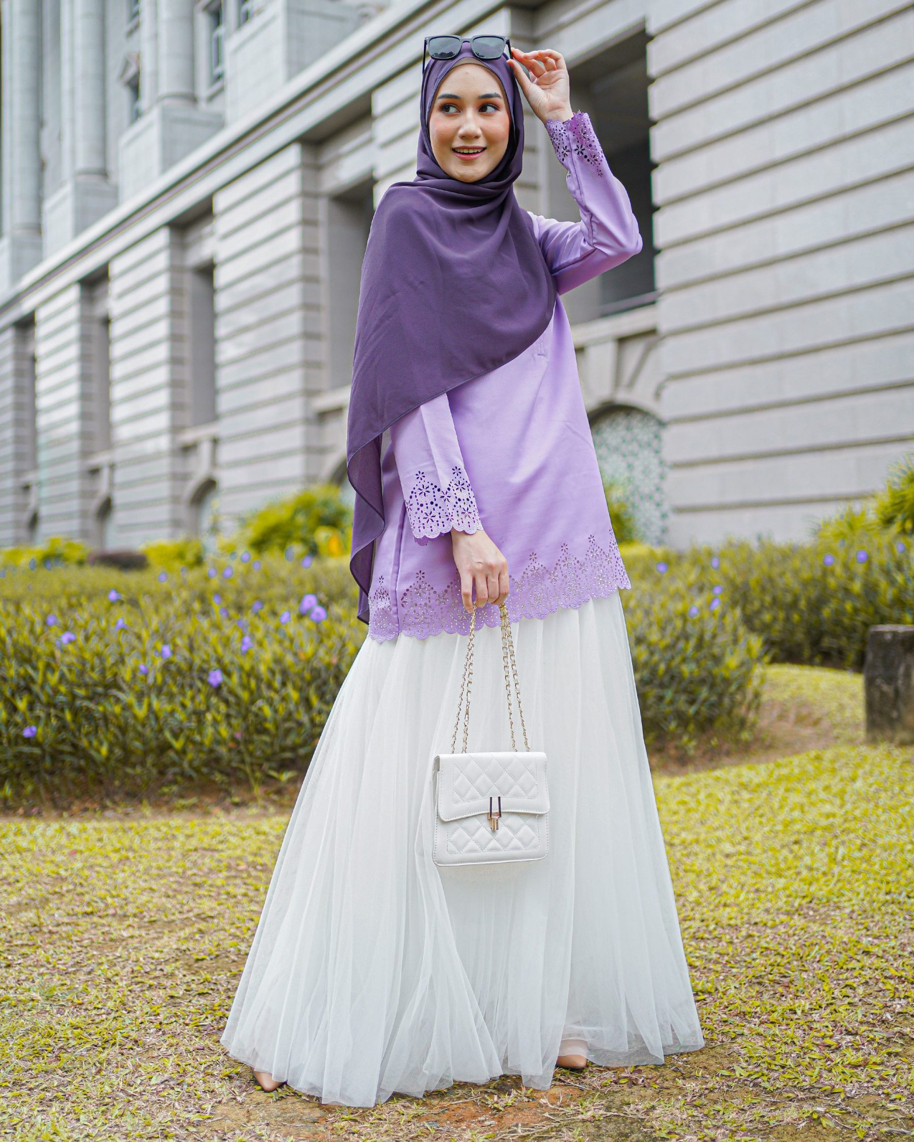 Blouse Lasercut Allena - Lilac