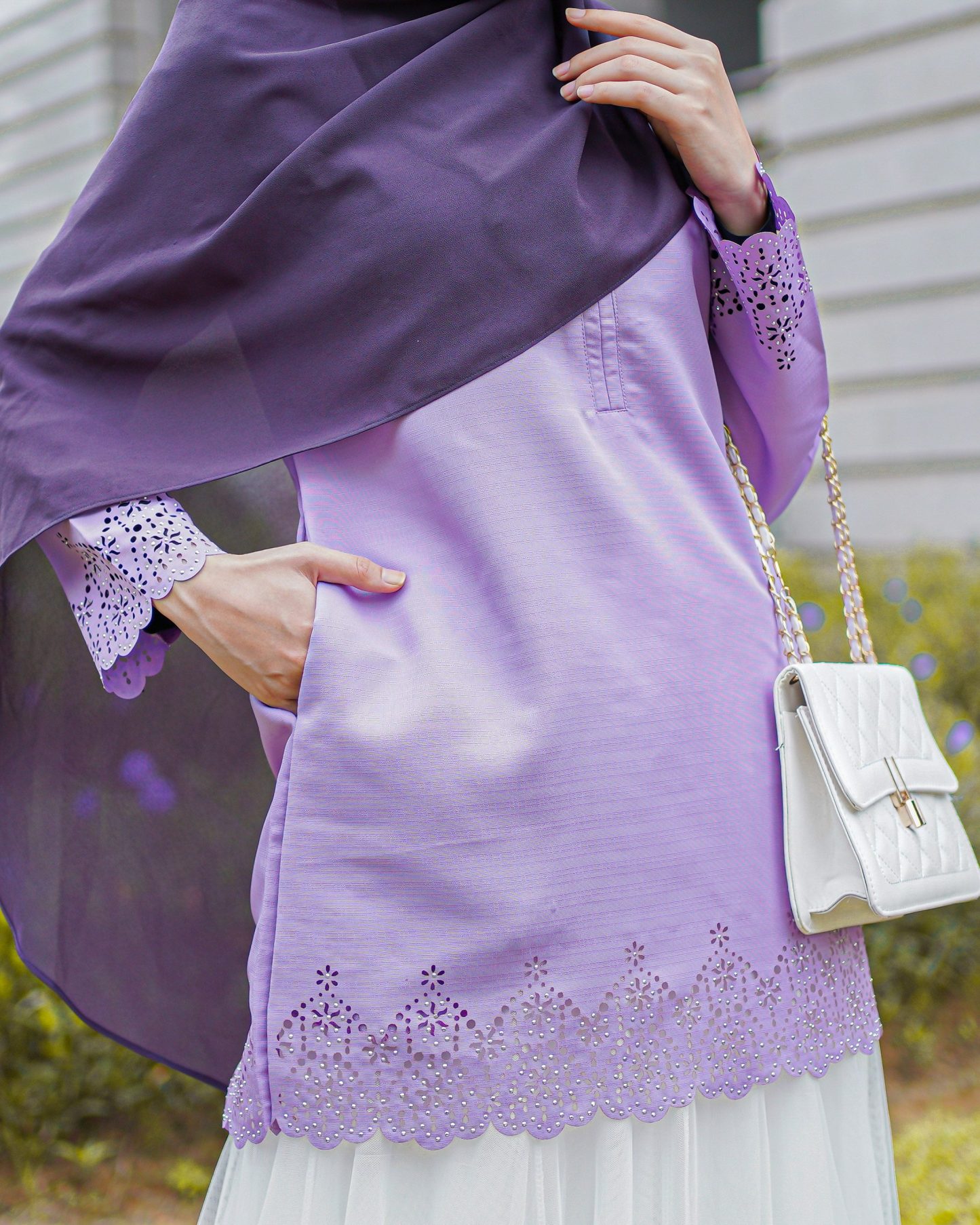 Blouse Lasercut Allena - Lilac