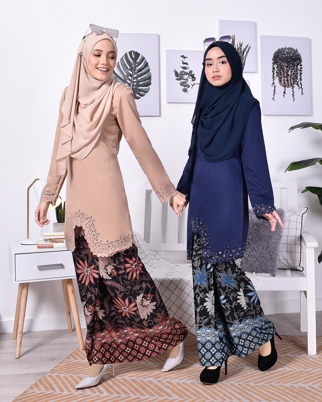Baju Kurung Batik Moden Lasercut Nasim - Milk Tea