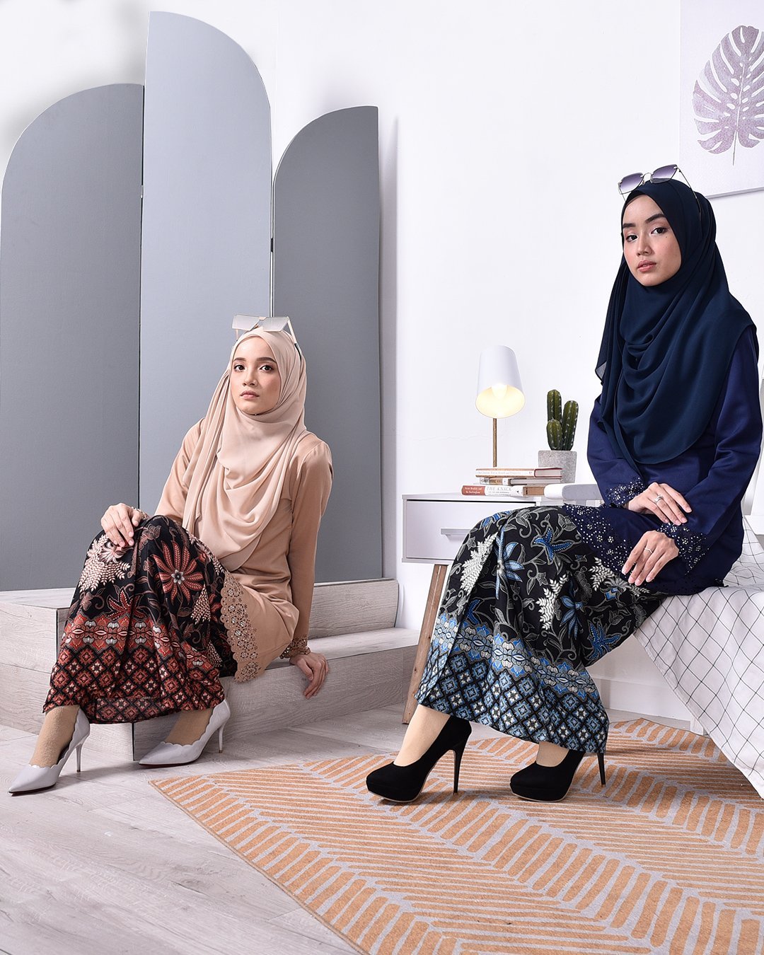 Baju Kurung Batik Moden Lasercut Nasim - Milk Tea