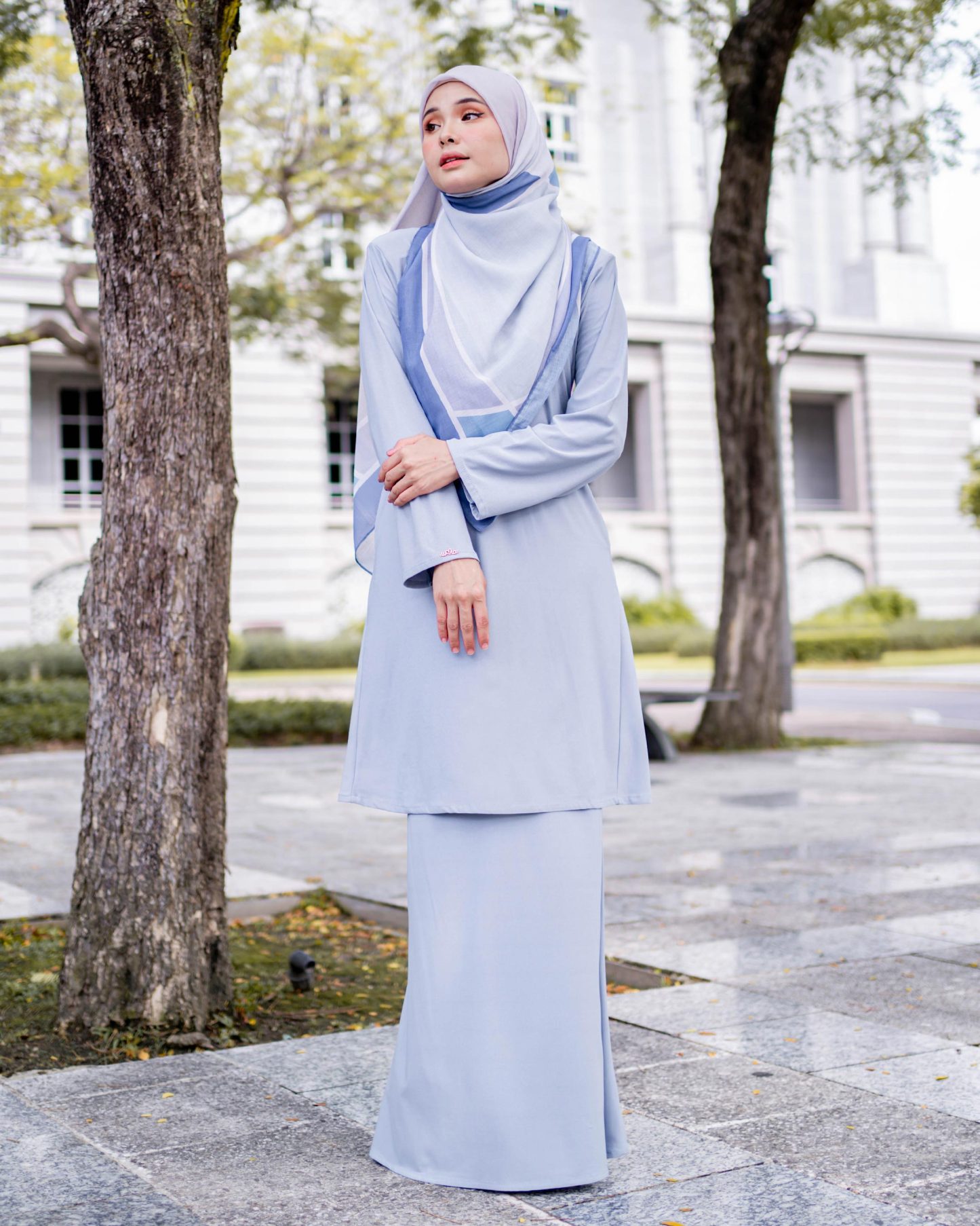 Baju Kurung Pahang Laura Plain 4.0 - Blush Gray