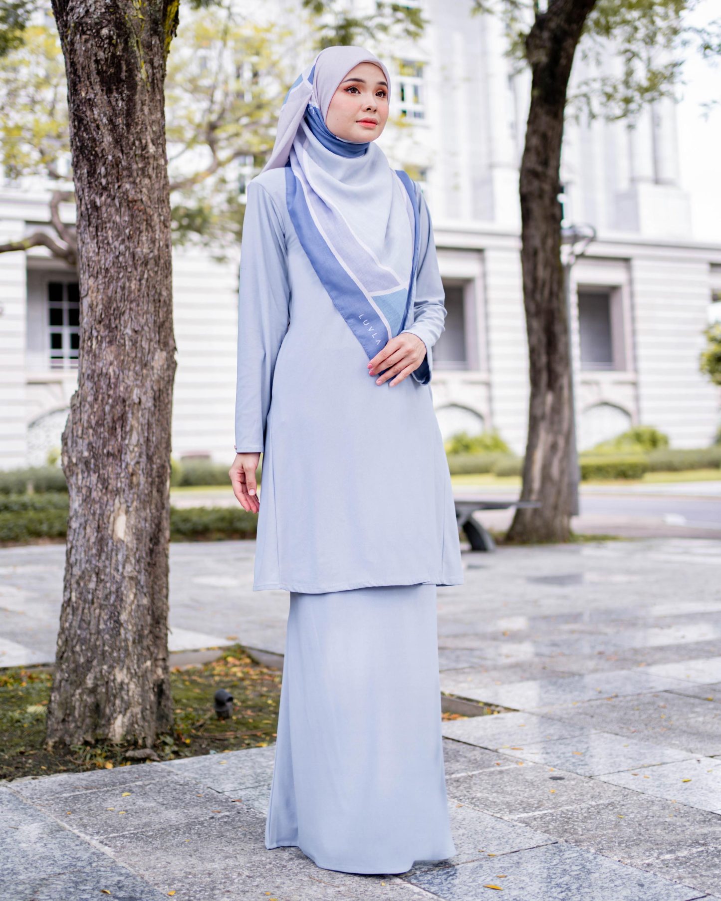 Baju Kurung Pahang Laura Plain 4.0 - Blush Gray