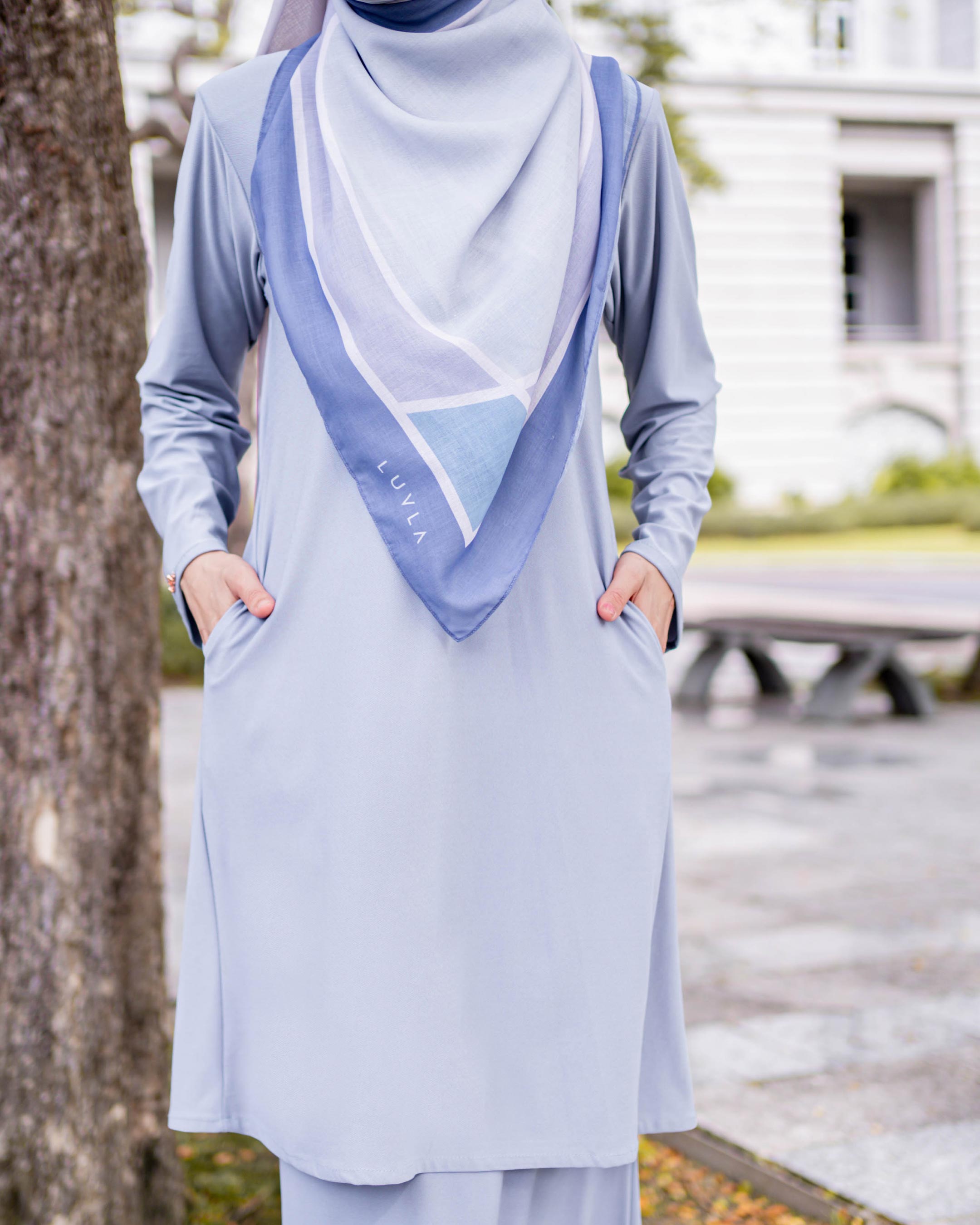 Baju Kurung Pahang Laura Plain 4.0 - Blush Gray