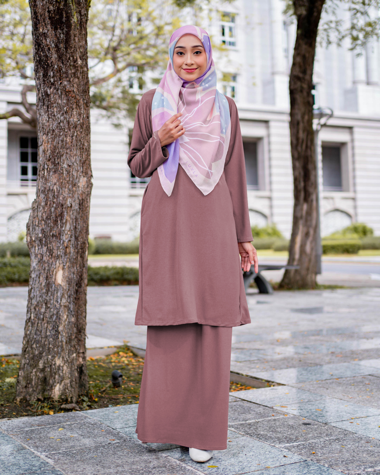 Baju Kurung Pahang Laura Plain 4.0 - Brownie Brown