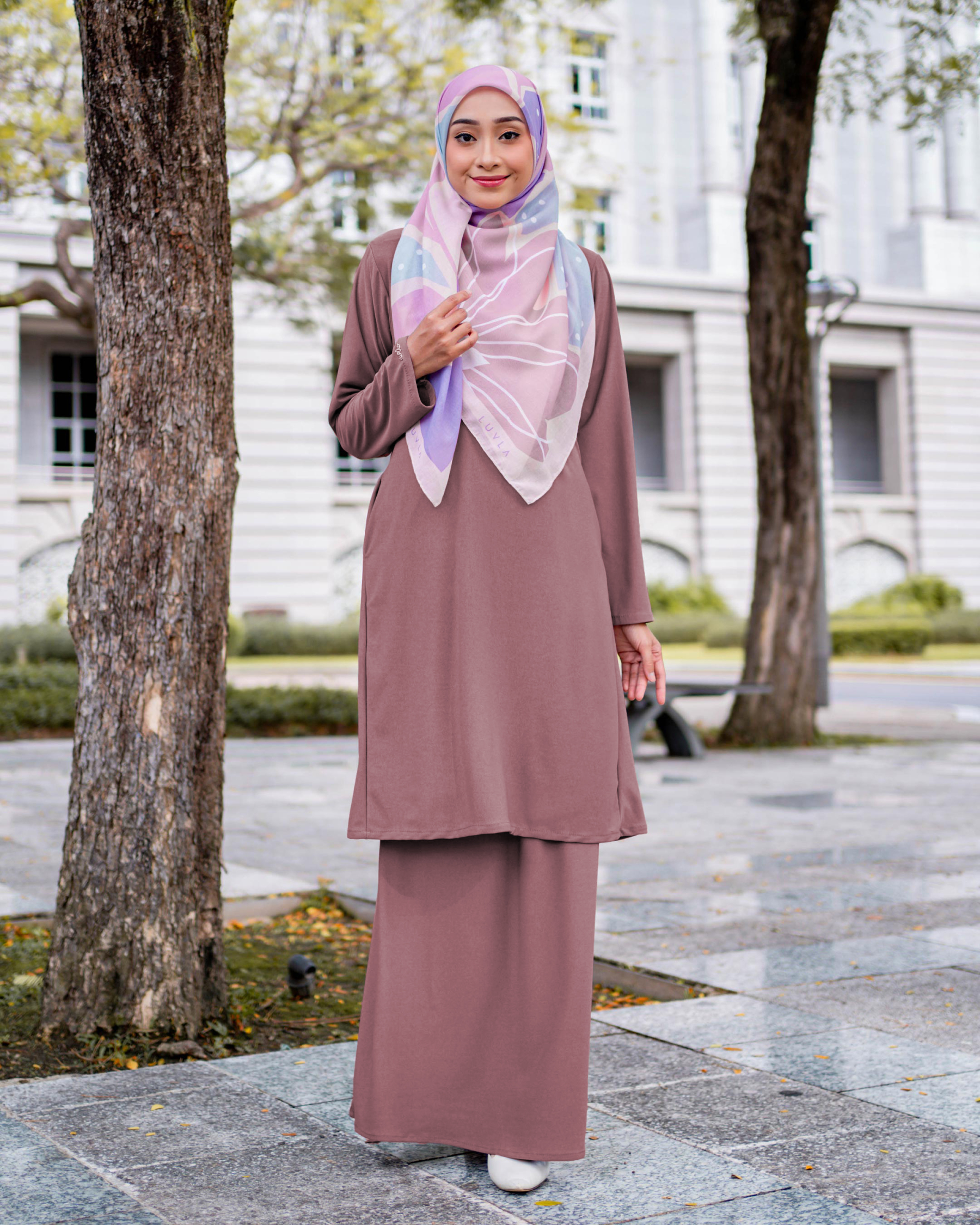 Baju Kurung Pahang Laura Plain 4.0 - Brownie Brown