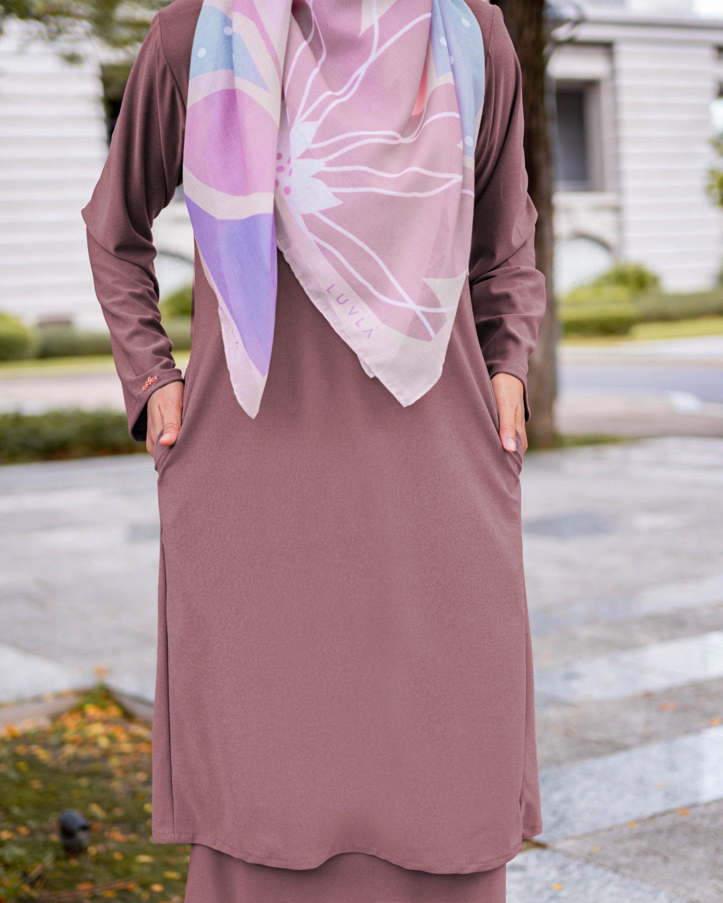 Baju Kurung Pahang Laura Plain 4.0 - Brownie Brown