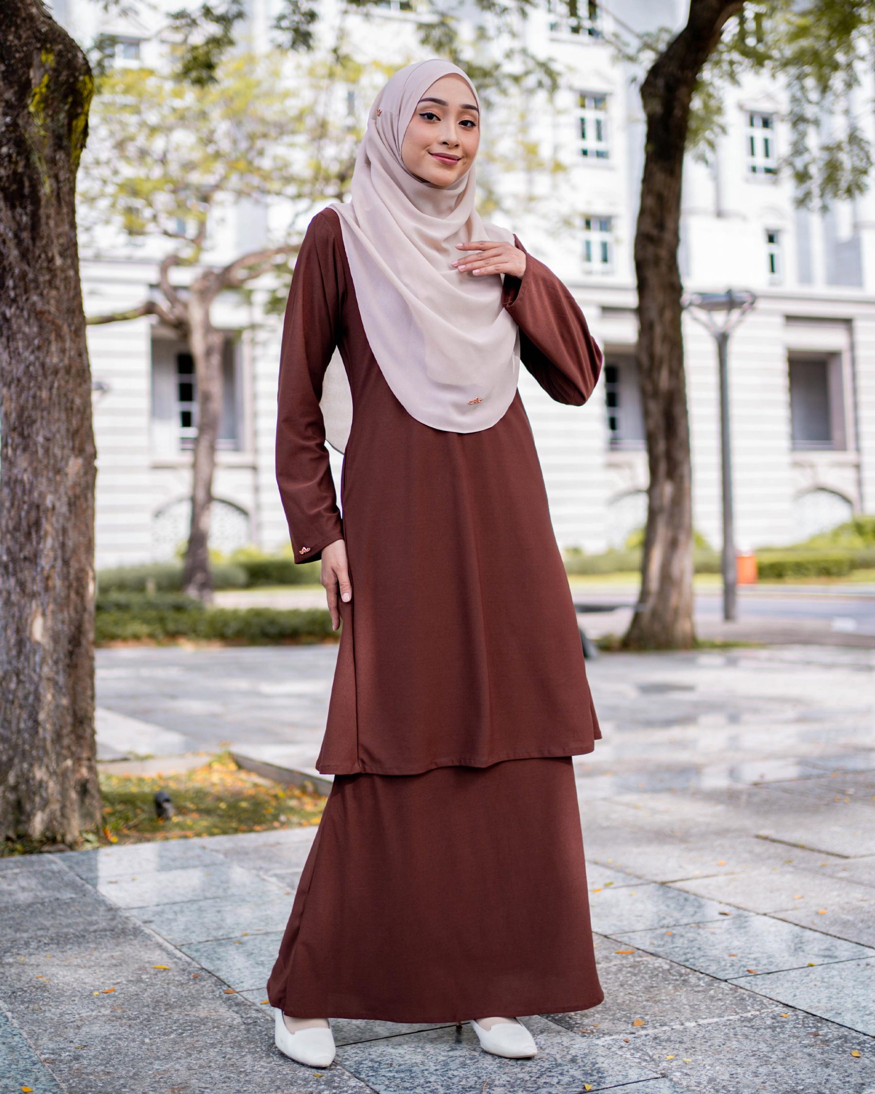 Baju Kurung Pahang Laura Plain 4.0 - Cocoa Brown