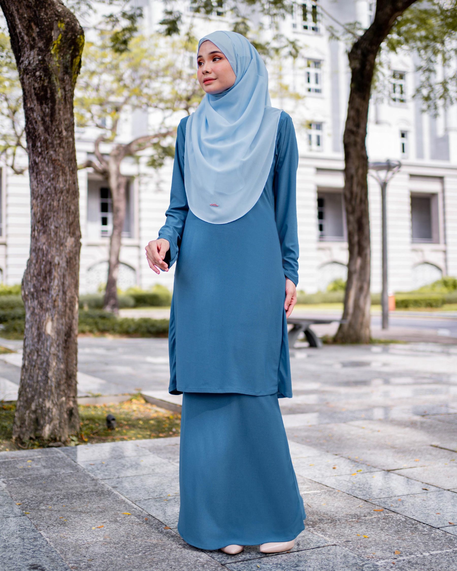 Baju Kurung Pahang Laura Plain 4.0 - Ice Teal