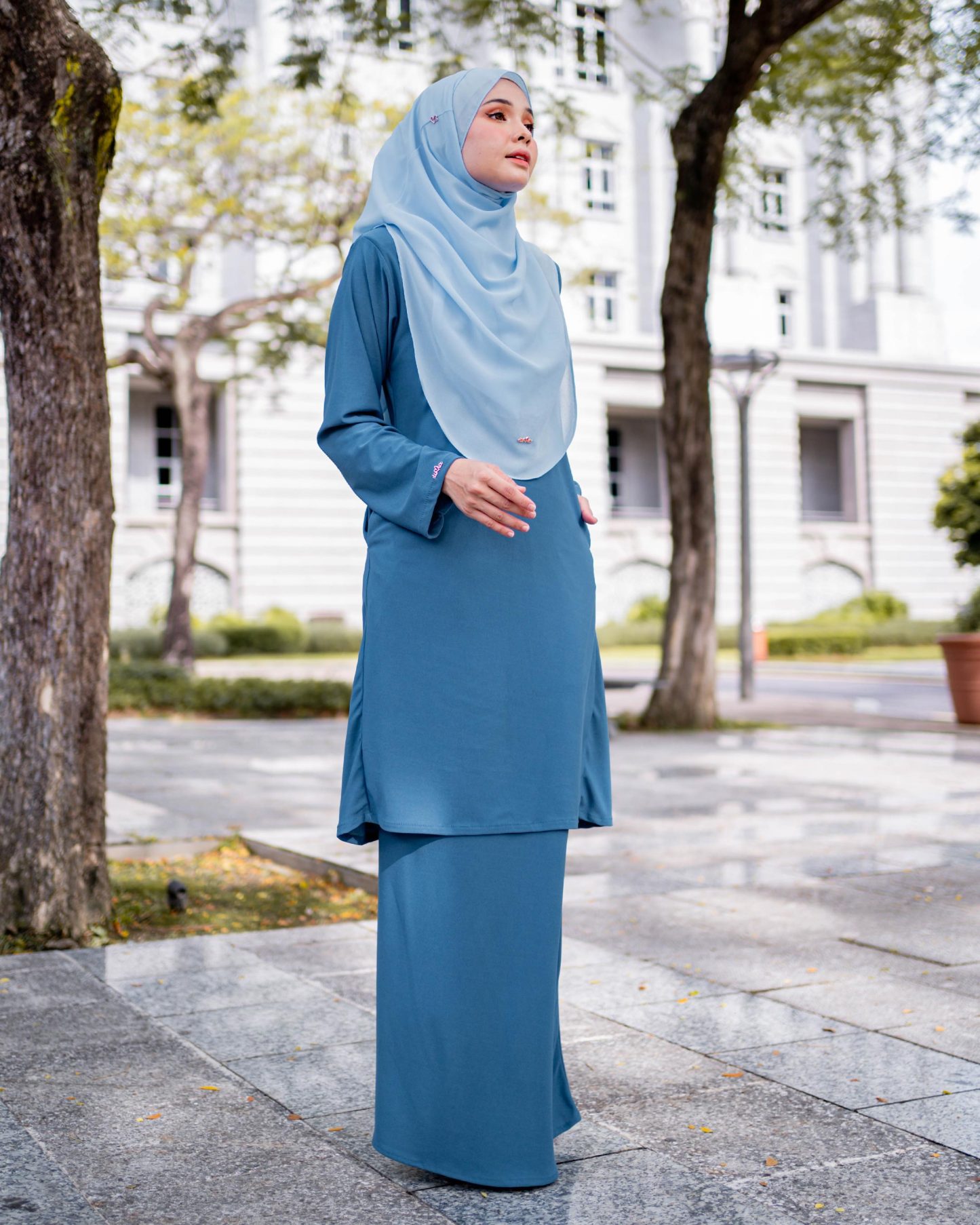 Baju Kurung Pahang Laura Plain 4.0 - Ice Teal